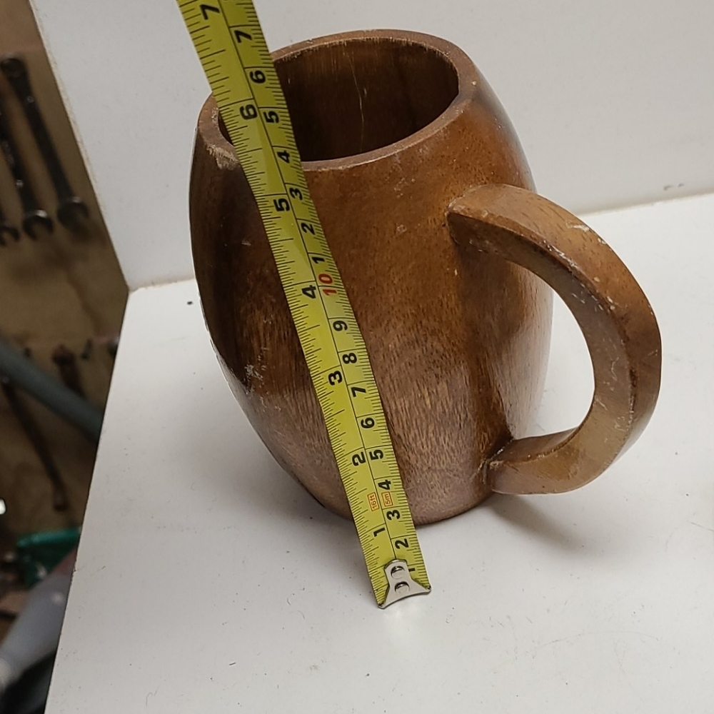 Vintage Handmade wooden engraved mug - Picture 5 of 6